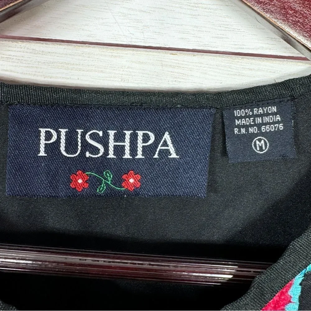 Vintage Pushpa‎ Jacket Women Medium Velour Patchwork Tapestry Embroidered 90s